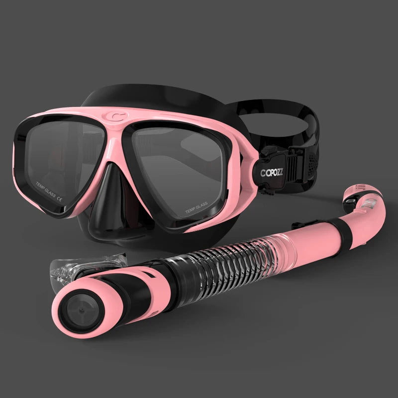 COPOZZ 2025 Scuba Diving Mask Set Anti Fog Goggles with Snorkel Glasses Tube Adjustable Strap for Women Men Adult Swimming Mask