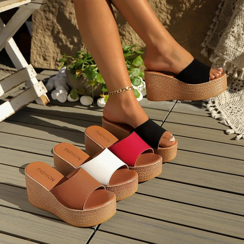 2025 New Summer Women's Sandals Peep-Toe Shoes Woman High-Heeled Platfroms Slides Women Casual Wedges for Women High Sandals