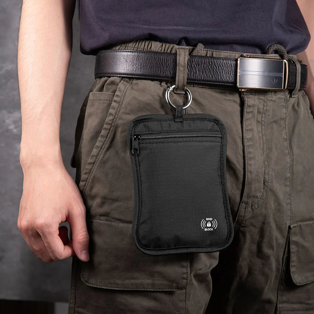 RFID-Blocking Concealed Keychain Wallet — Travel Money Pouch