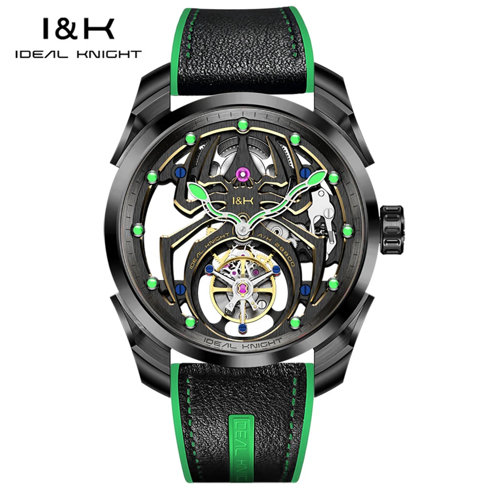 IDEAL KNIGHT 6802 Tourbillon Hollow Automatic Watch — Sapphire, Spider Dial