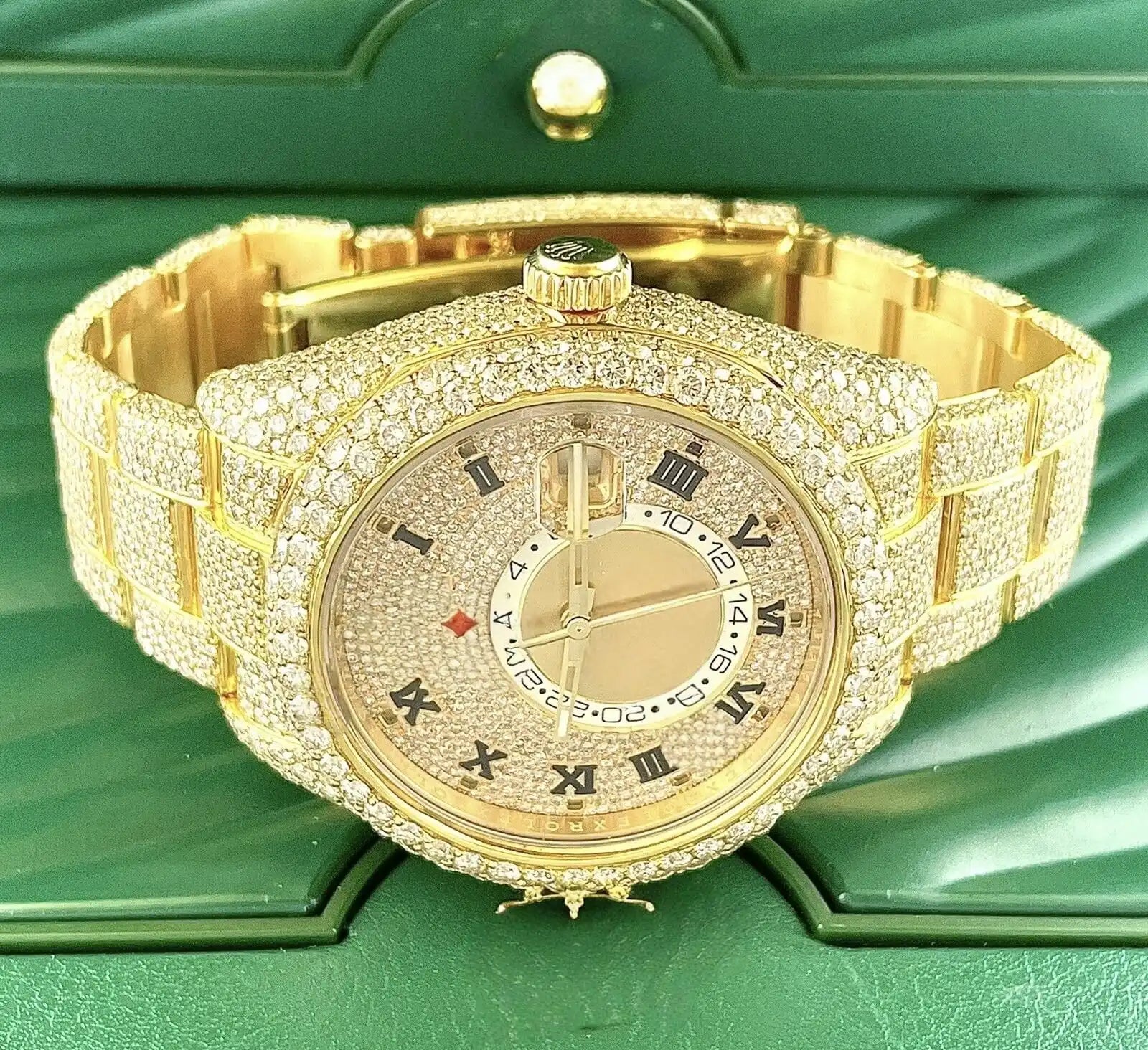 Custom Iced Out Moissanite Mechanical Watch — 44mm, Auto Date