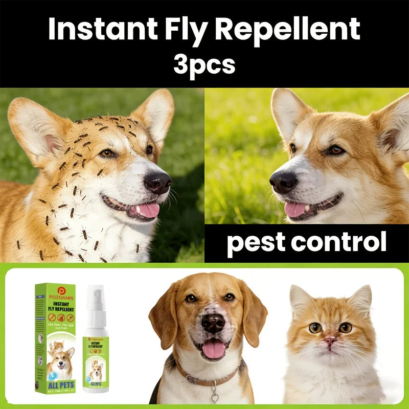 3pcs Pet Flea and Insect Repellent Spray 30ml, effectively repels annoying pests, gentle and non-harmful to pets – suitable for