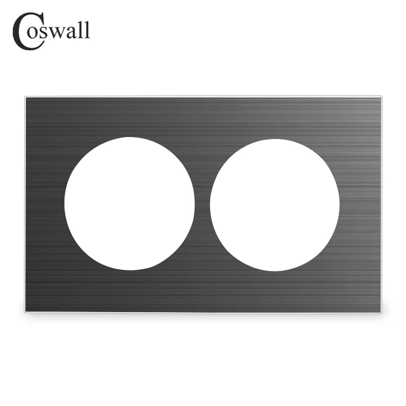COSWALL R12 Black Aluminum Panel Wall Switch EU French Socket USB Charger Female TV RJ45 CAT6  Modules DIY Free Combination
