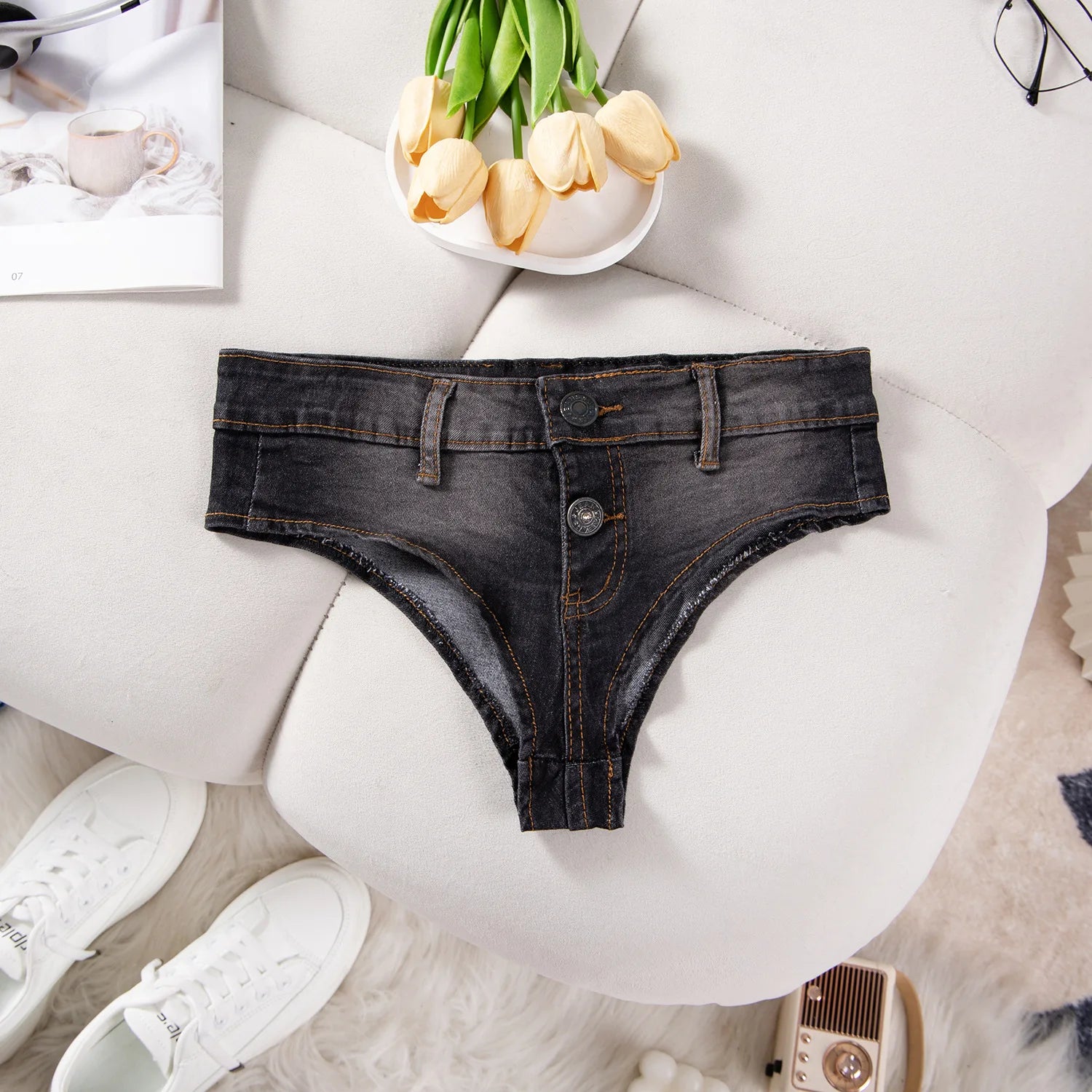 Ripped Denim Shorts
