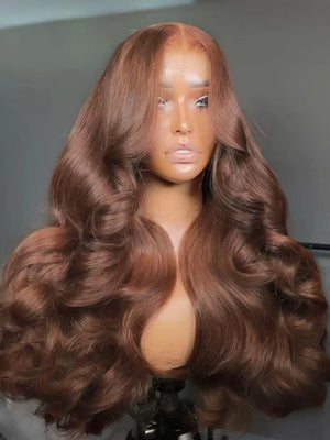 Body Wave 34 Inch 13x4 Chocolate Brown HD Lace Front Wigs Human Hair Brazilian Colored 13X4 Transparent Lace Front Wig Body Wave