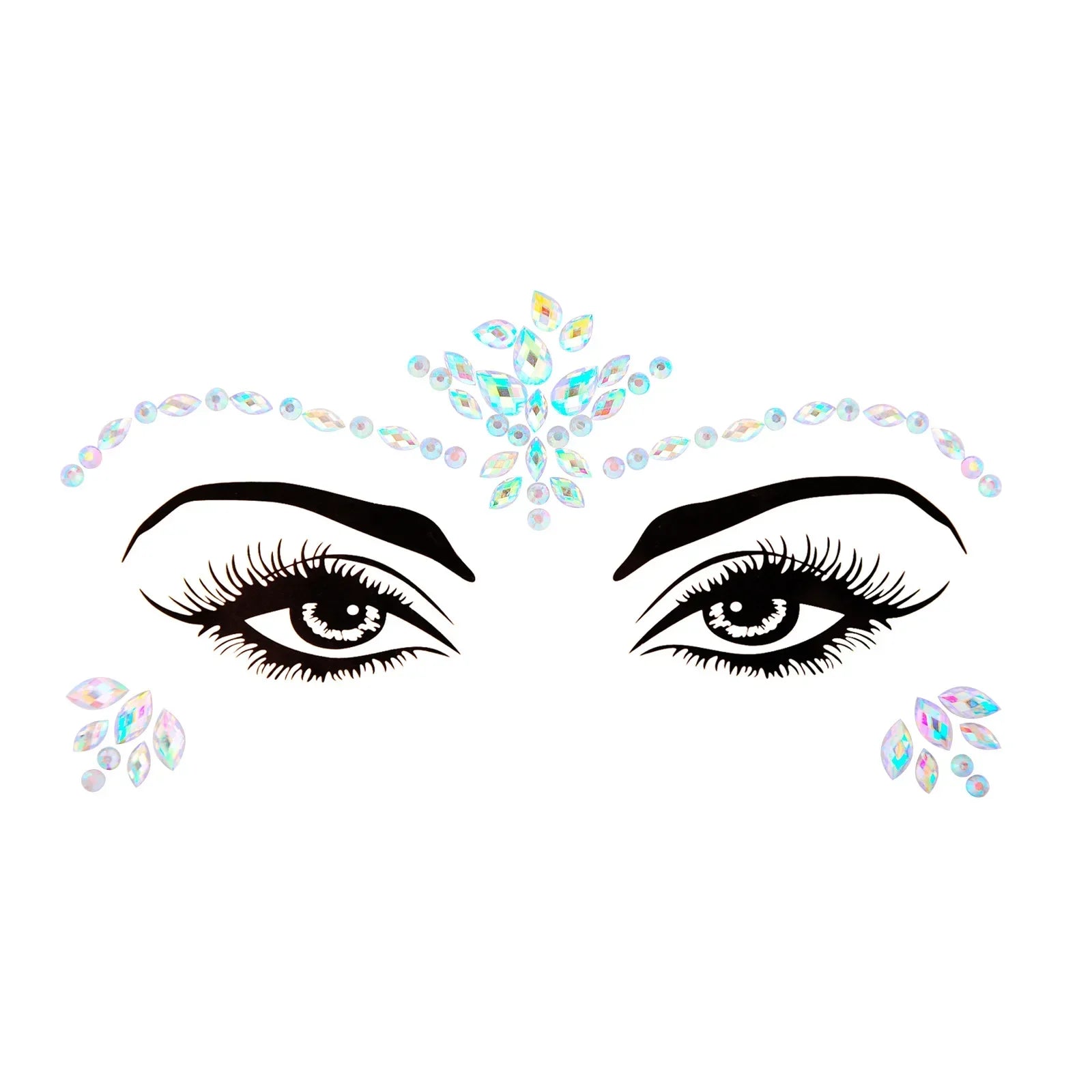 3D Sexy Face Tattoo Stickers Temporary Tattoos Glitter Fake Tattoo Rhinestones Masquerade for Women Party Face Jewels Tattoo