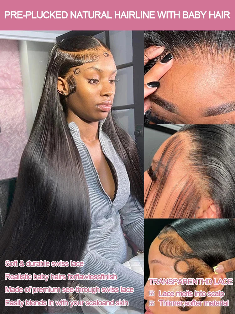 HD Lace Bone Straight Wig 40-46 Inch – 300% Density