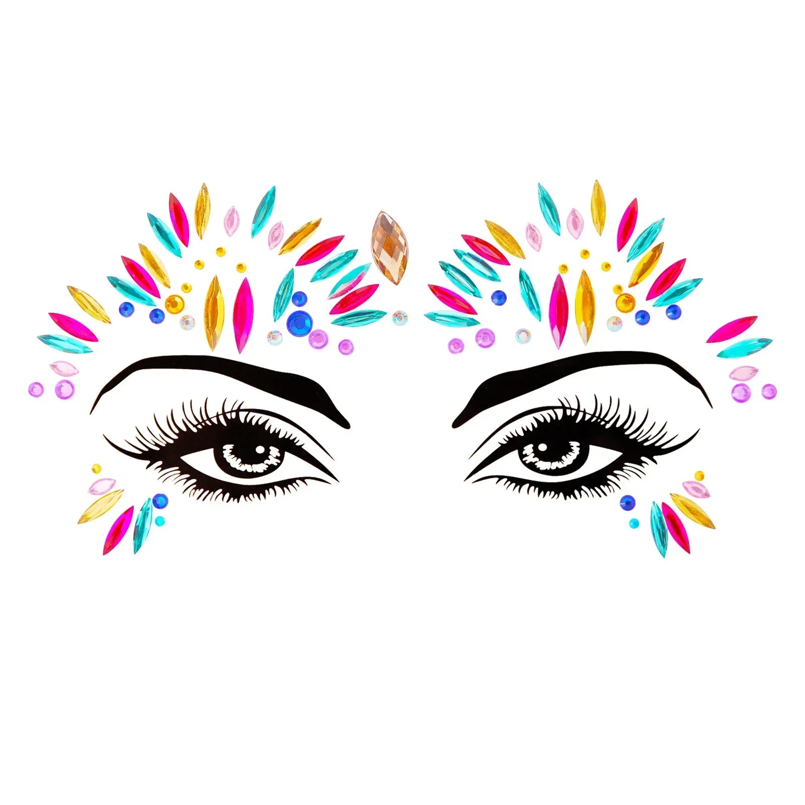 3D Sexy Face Tattoo Stickers Temporary Tattoos Glitter Fake Tattoo Rhinestones Masquerade for Women Party Face Jewels Tattoo
