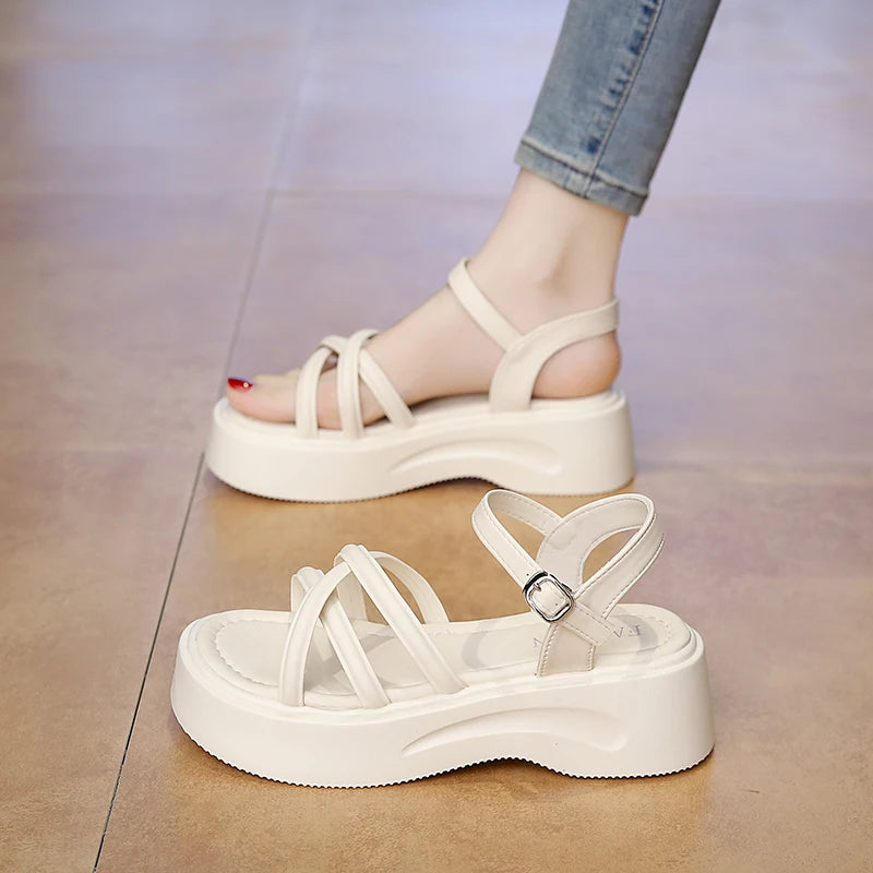 Thick-Soled Sandals for Women's Summer Outer Wear New Roman Beach Shoes