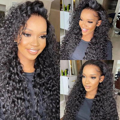 Glueless Water Wave Full Lace Frontal Wig Human Hair Transparent 250% Density Long Deep Wave 13x4 13x6 Hd Lace Front Wig Sale