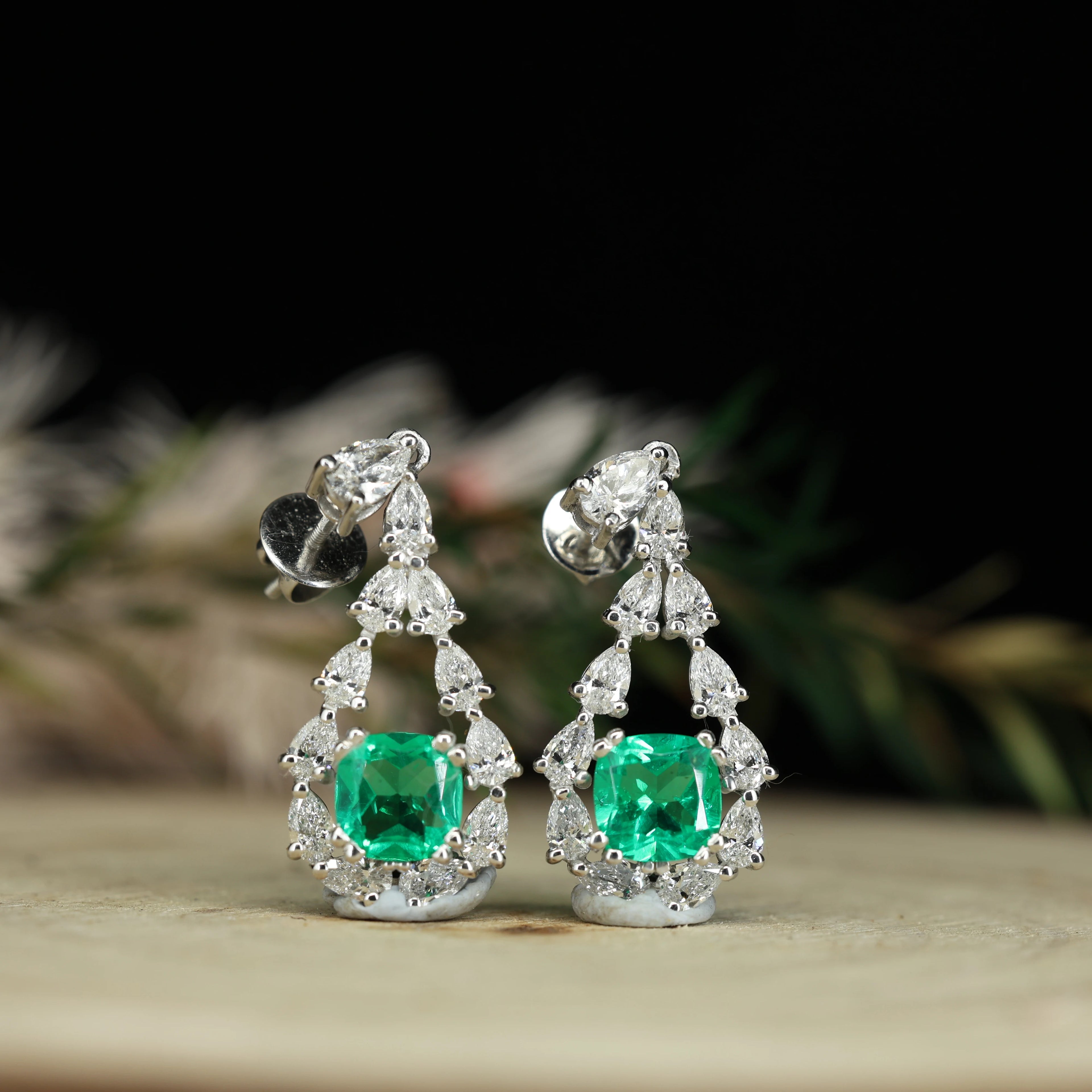 Luxury Cushion Cut Moissanite Tourmaline Drop Earrings 925 Sterling Silver Gold Floral Cluster Statement Wedding Fine Jewelry