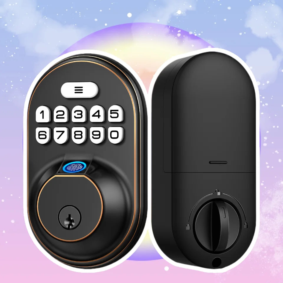 Fingerprint Door Lock Keyless Entry Keypad Deadbolt, Anti Peeping Password for Front Door