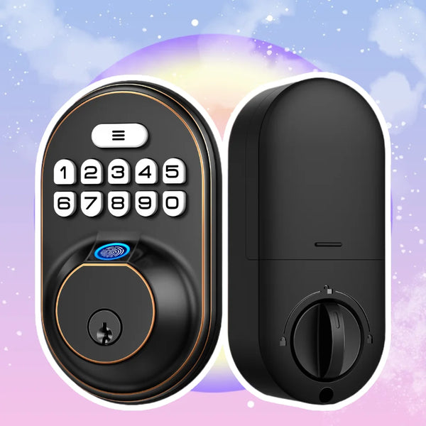 Fingerprint Door Lock Keyless Entry Keypad Deadbolt, Anti Peeping Password for Front Door