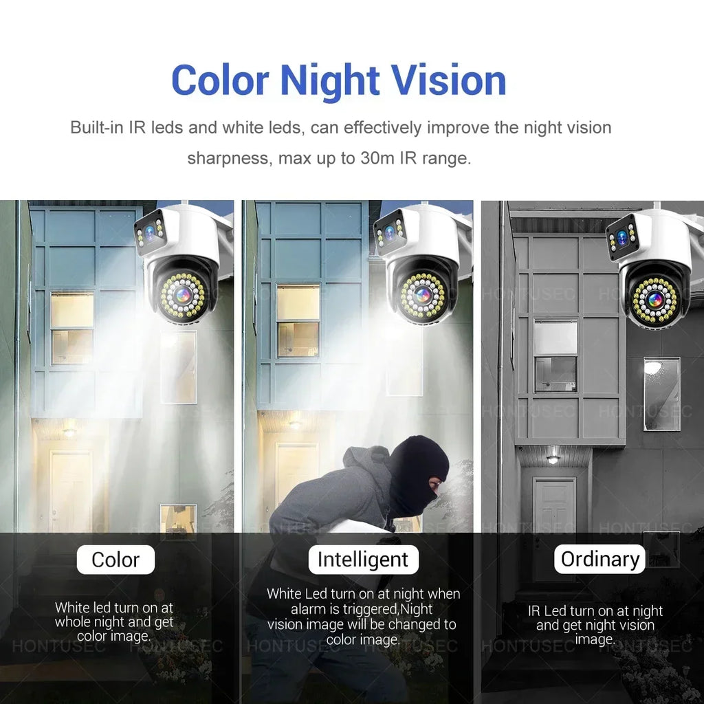 Yoosee 4K 8MP Dual Lens Dual Screens Color Night Vision Motion Detection Two Way Audio Outdoor Waterproof Wifi Security Camera