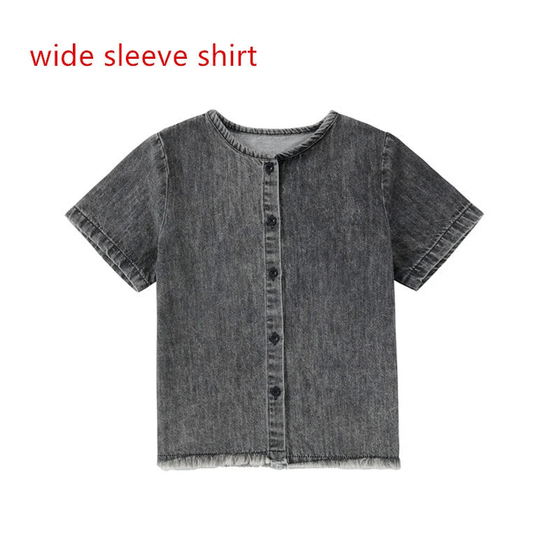 AP 2025 spring summer denim collection boys girls fashion cotton washed jeans family dress shirt skirt