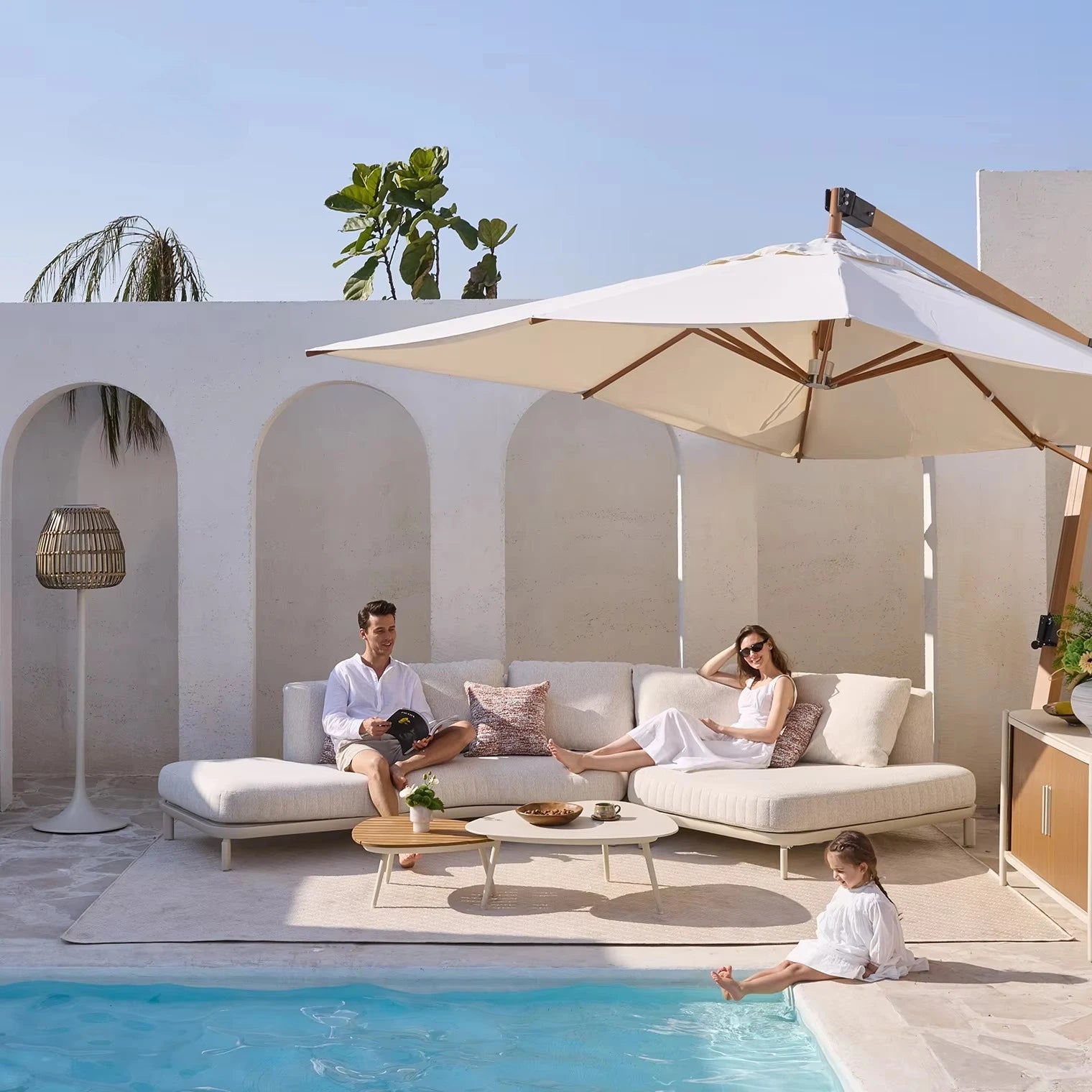 Outdoor Lounge 3 Seat Aluminium Outdoor Modular Sofa Outside Patio Seating Furniture Garden Sofa Sets
