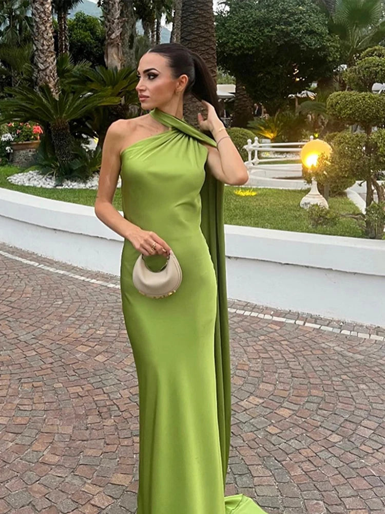 Ribbon Halter Backless Maxi Dress