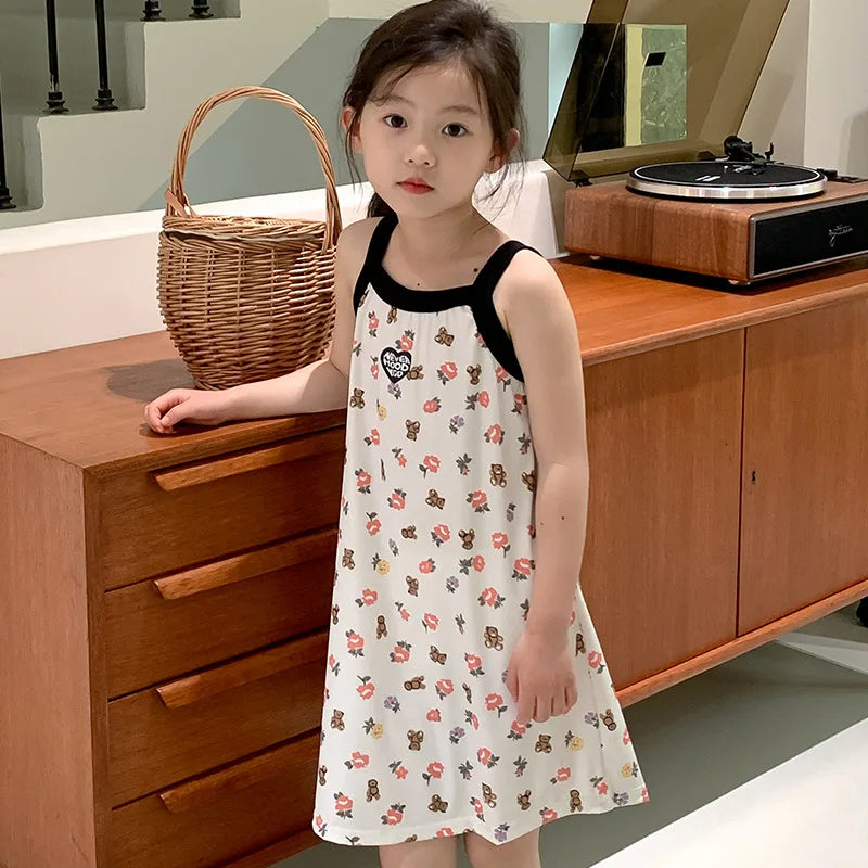 Rabbit Kids Cotton Nightdress Little Teen Girl Pajamas Dresses Children Summer Nightgowns Home Clothes Kids Sleepwear Gecelik