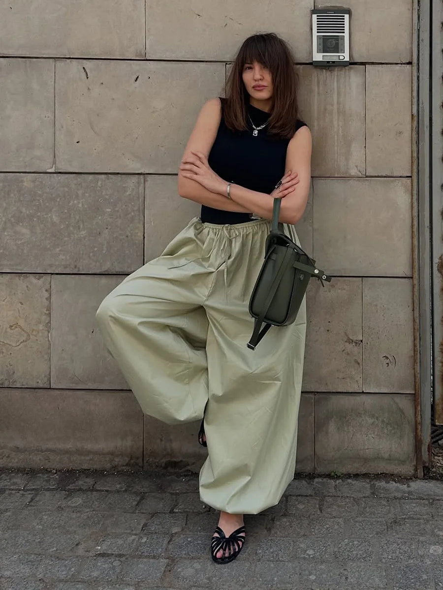 Cotton Wide-Leg Casual Pants