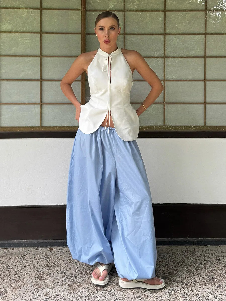 Cotton Wide-Leg Casual Pants