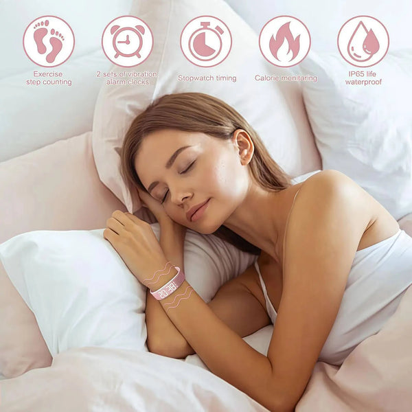 Silent Vibrating Alarm Wristband — Waterproof with Step Counter