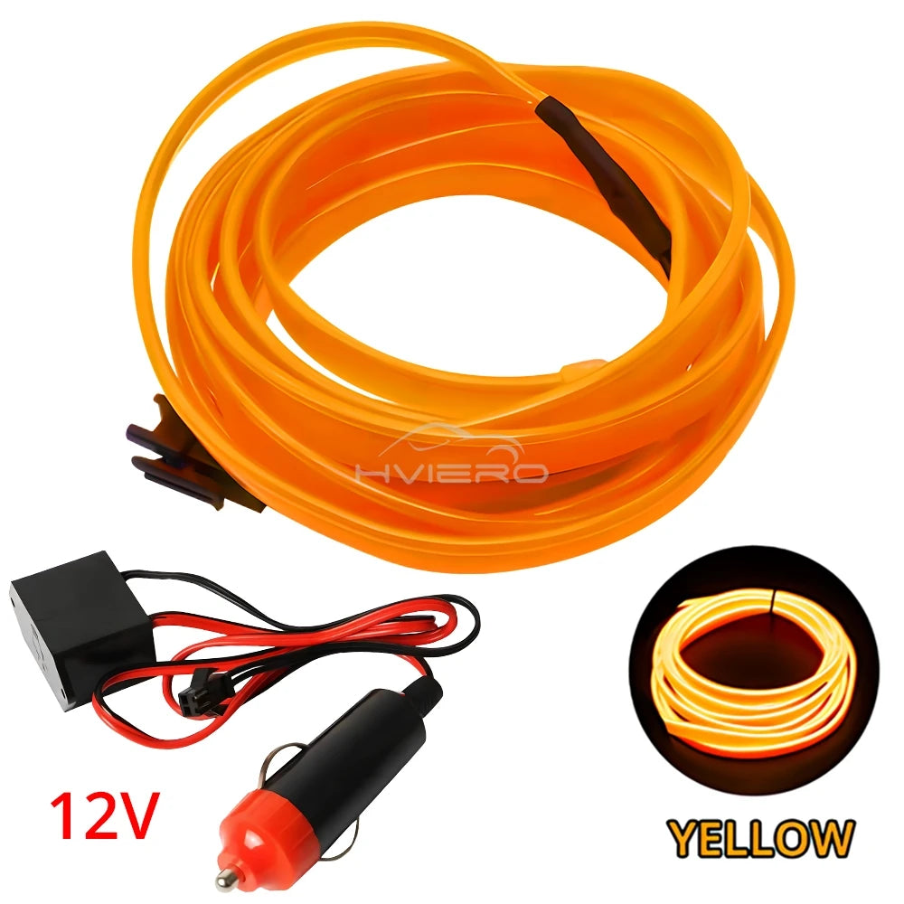 Hot Sale 1/2/3/5M Car Interior Lighting LED Door Strip Decoration Garland Wire Rope Tube Line Flexible Neon Lamps Bar USB Drive