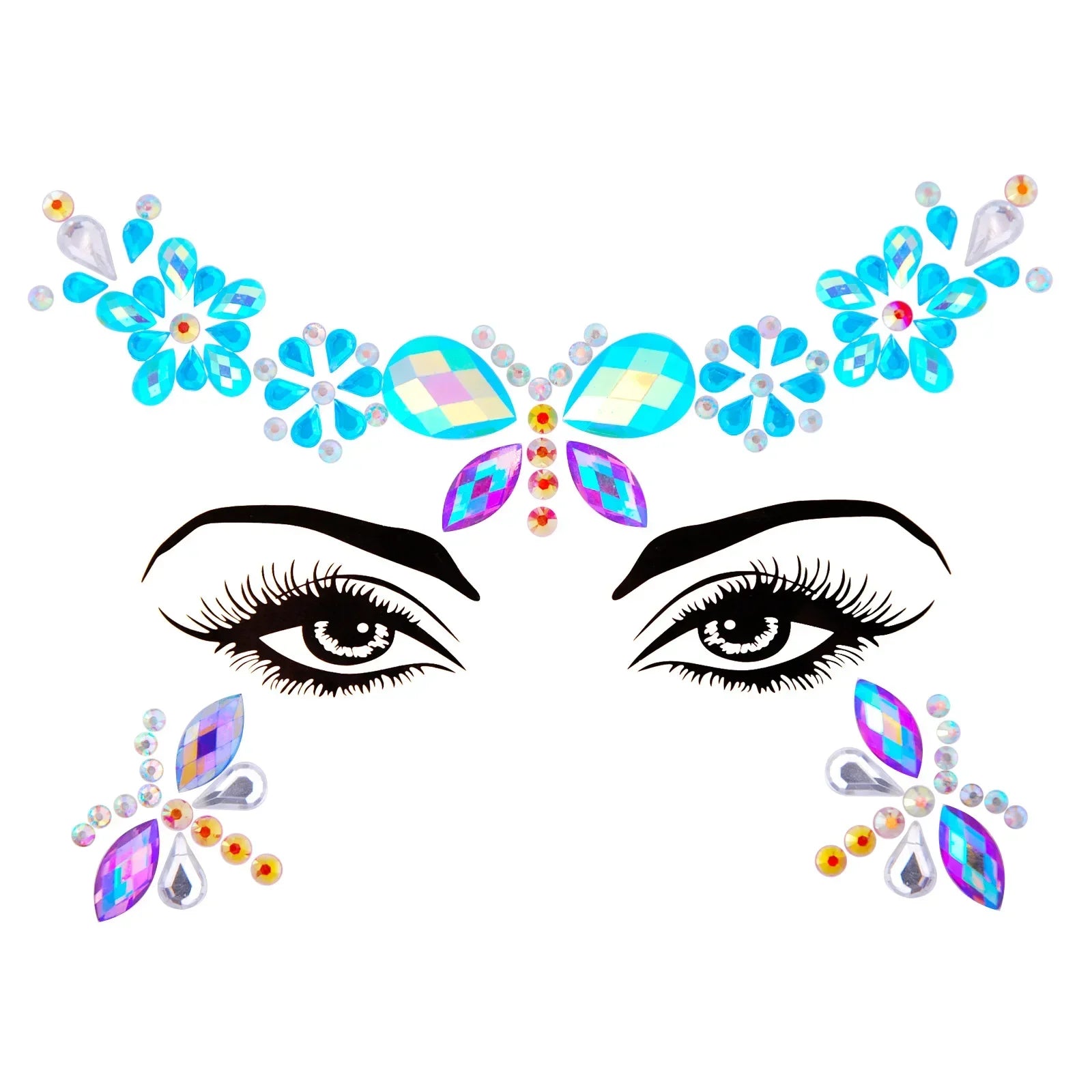 3D Sexy Face Tattoo Stickers Temporary Tattoos Glitter Fake Tattoo Rhinestones Masquerade for Women Party Face Jewels Tattoo
