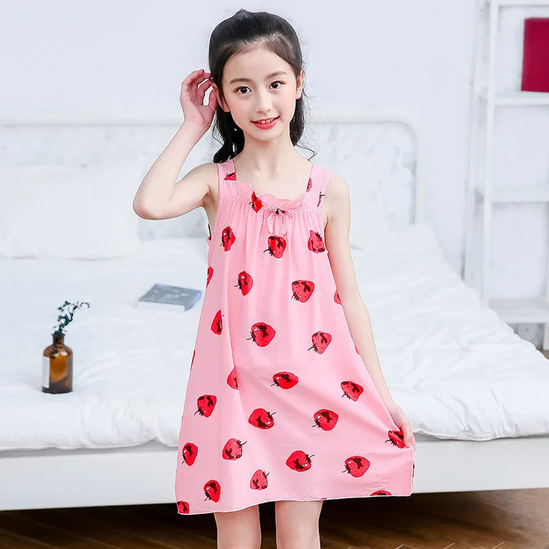 Rabbit Kids Cotton Nightdress Little Teen Girl Pajamas Dresses Children Summer Nightgowns Home Clothes Kids Sleepwear Gecelik