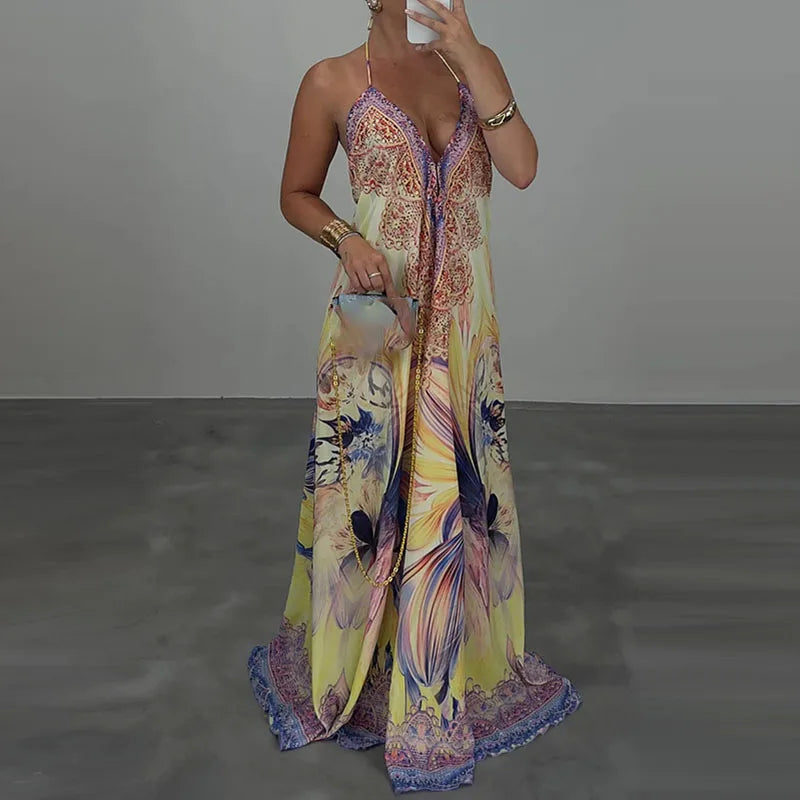 Boho V-Neck Backless Vacation Dress