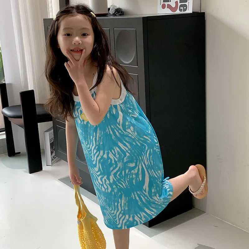 Rabbit Kids Cotton Nightdress Little Teen Girl Pajamas Dresses Children Summer Nightgowns Home Clothes Kids Sleepwear Gecelik