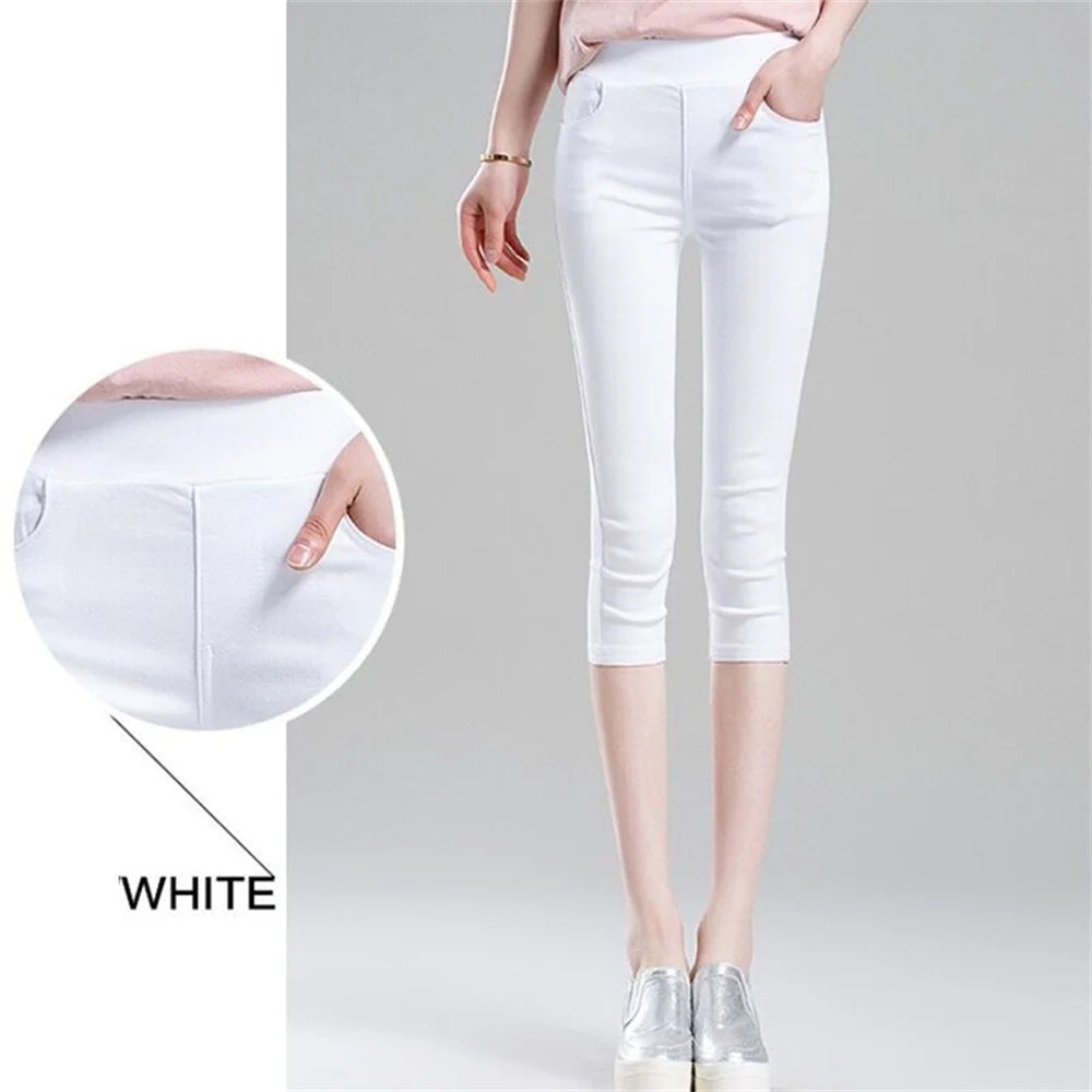 High-Waist Stretch Capri Jeans