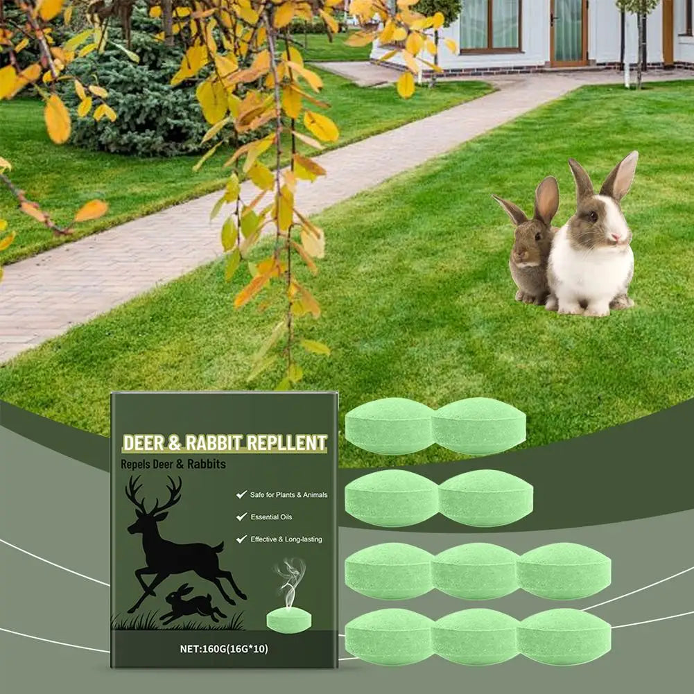 10Pcs Deer and Rabbit Repellent Pills Home Outdoor Courtyard Plant Oil Odor Repellent Long lasting Repellent Pills