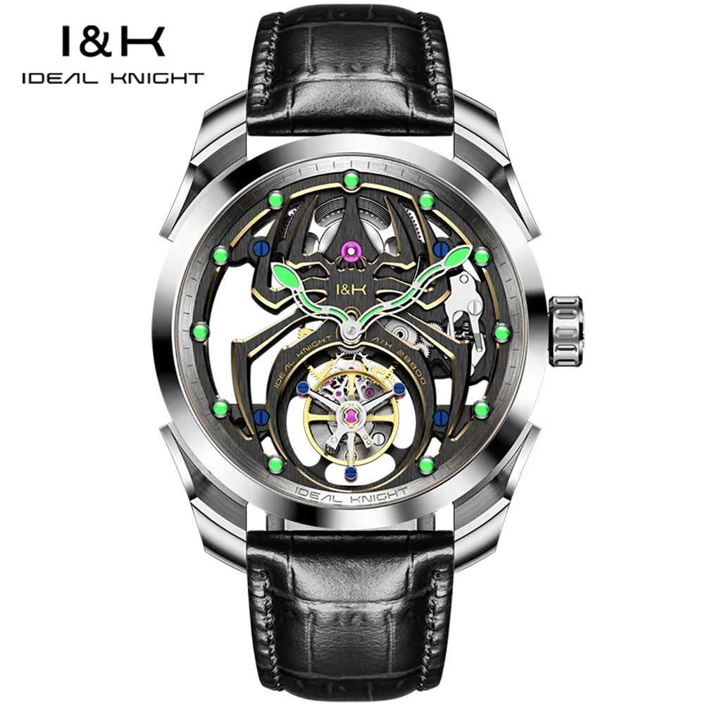 IDEAL KNIGHT 6802 Tourbillon Hollow Automatic Watch — Sapphire, Spider Dial