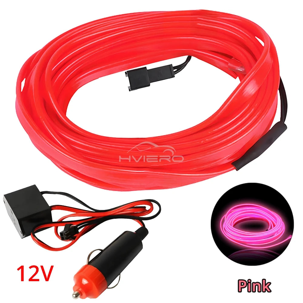 Hot Sale 1/2/3/5M Car Interior Lighting LED Door Strip Decoration Garland Wire Rope Tube Line Flexible Neon Lamps Bar USB Drive