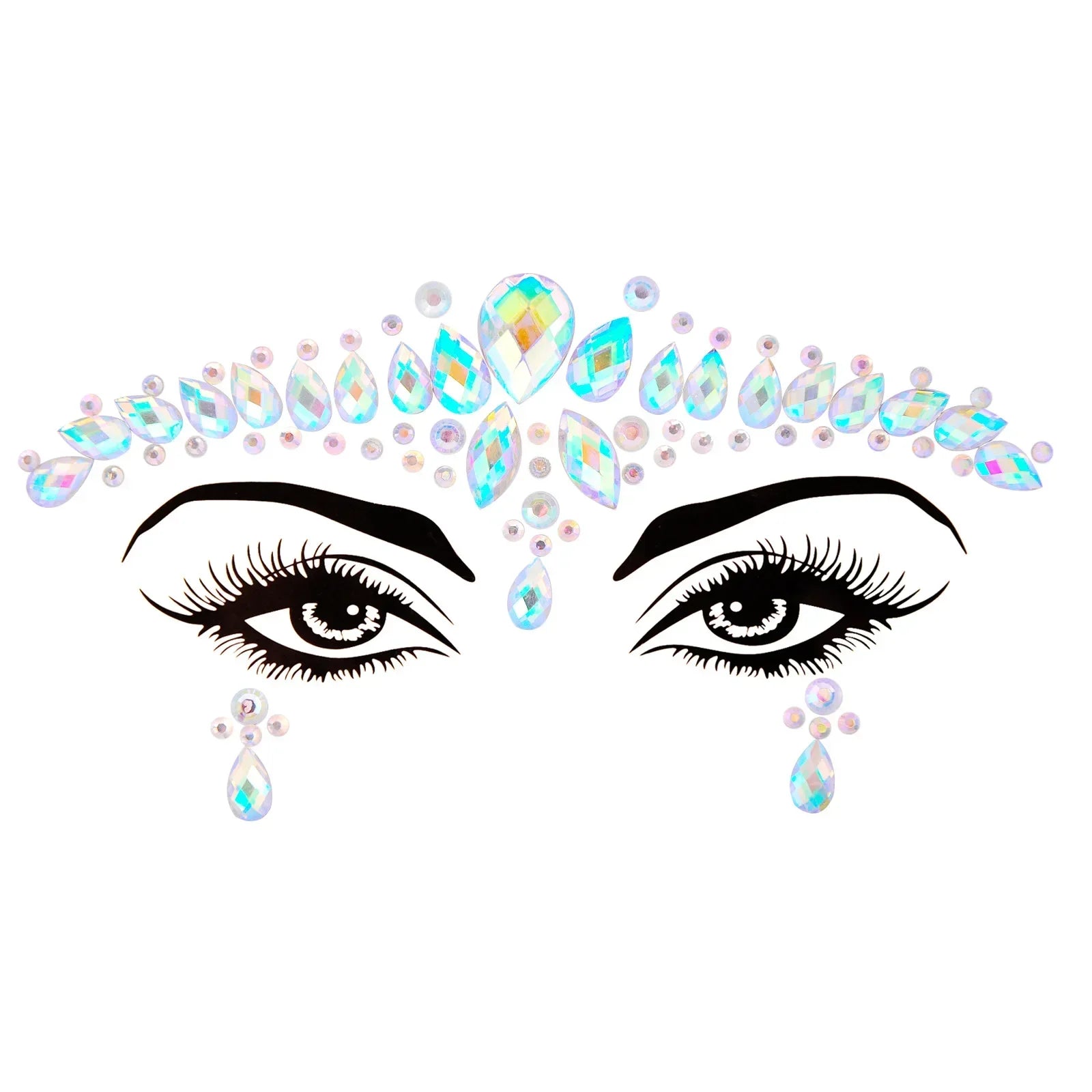 3D Sexy Face Tattoo Stickers Temporary Tattoos Glitter Fake Tattoo Rhinestones Masquerade for Women Party Face Jewels Tattoo