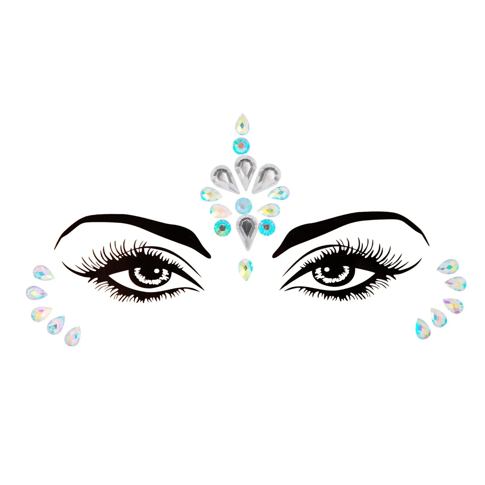 3D Sexy Face Tattoo Stickers Temporary Tattoos Glitter Fake Tattoo Rhinestones Masquerade for Women Party Face Jewels Tattoo