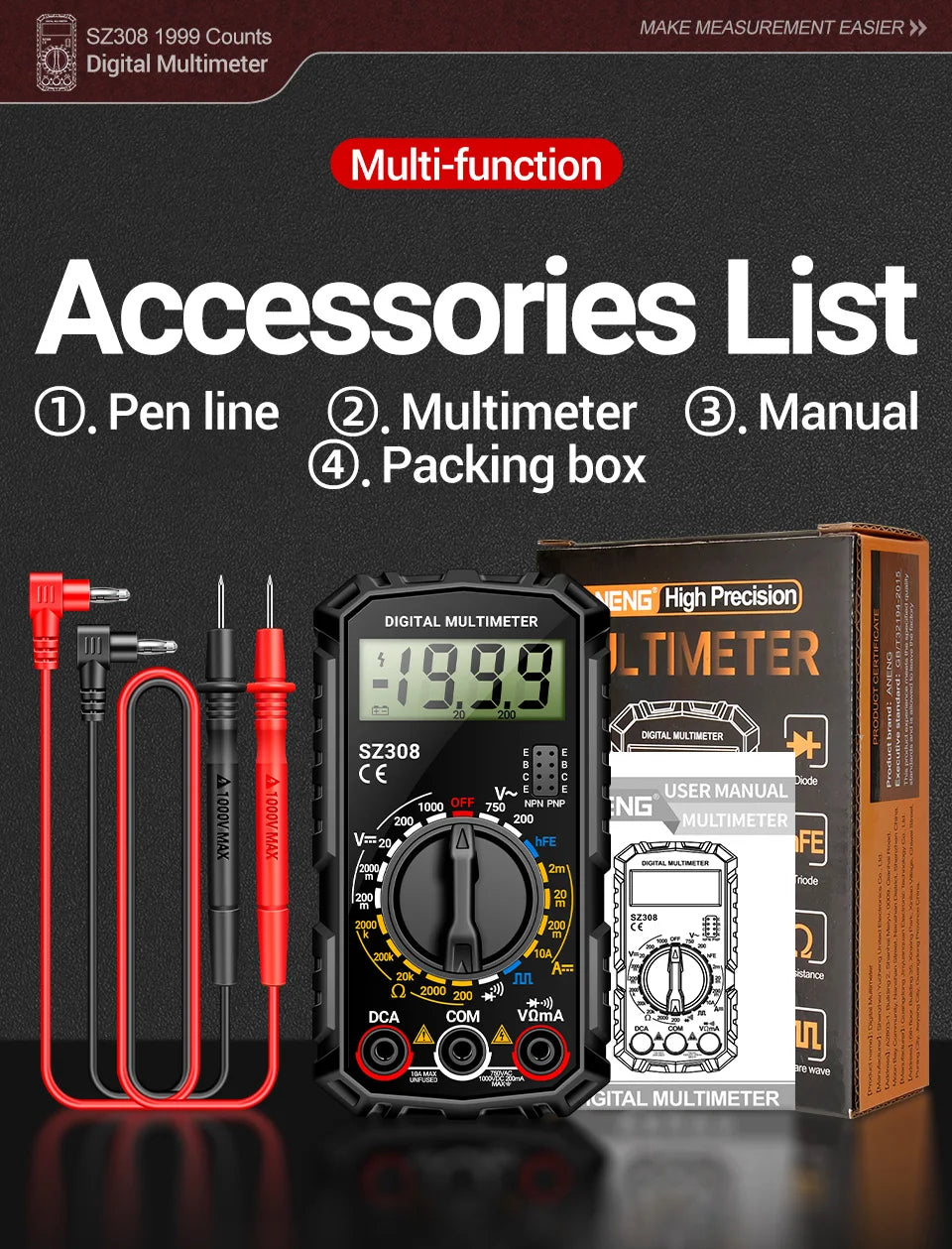 ANENG SZ308 Digital Multimeter AC/DC Tester