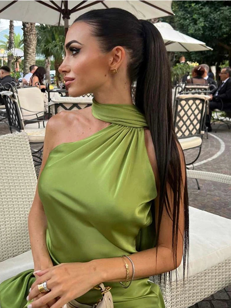 Satin Halter Backless Party Dress