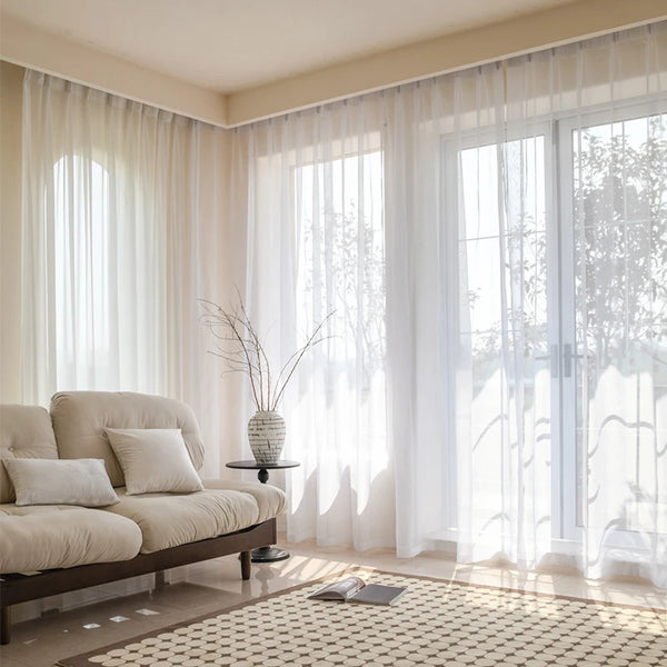 Solid White Sheer Curtains – Tulle Window Treatment Panel