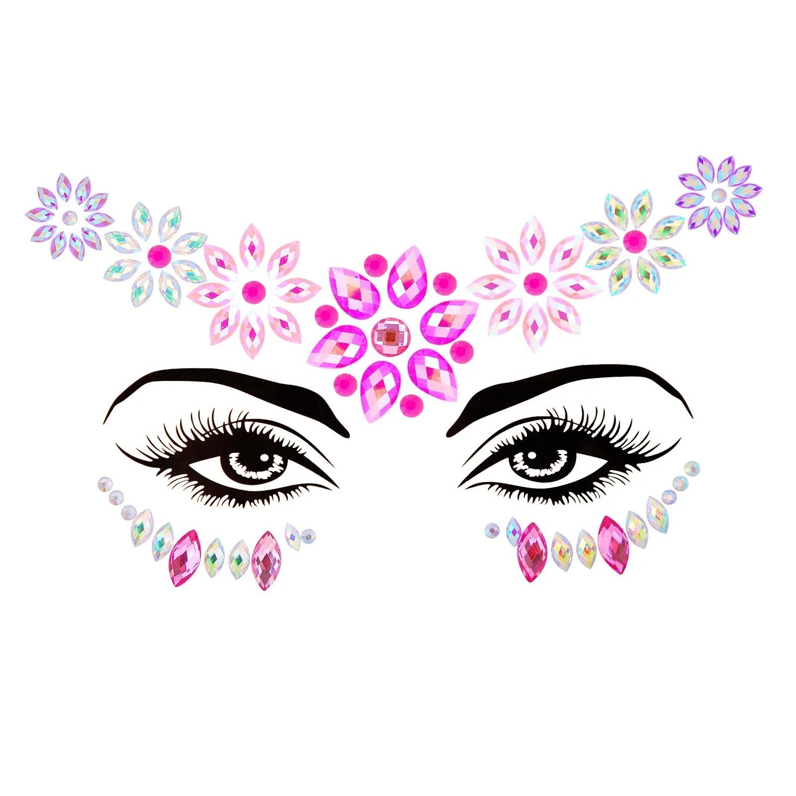 3D Sexy Face Tattoo Stickers Temporary Tattoos Glitter Fake Tattoo Rhinestones Masquerade for Women Party Face Jewels Tattoo