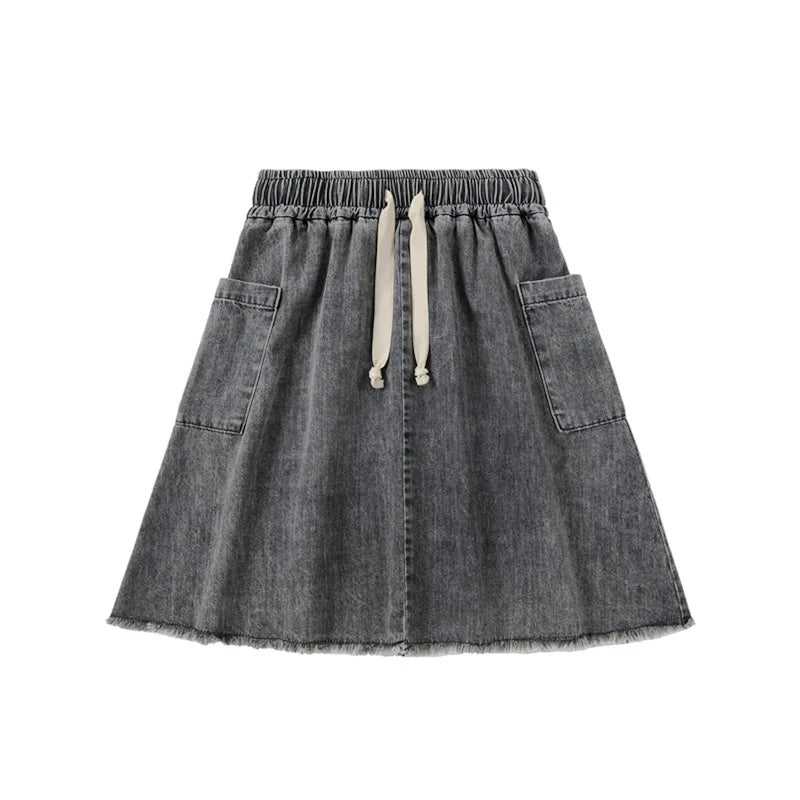 AP 2025 spring summer denim collection boys girls fashion cotton washed jeans family dress shirt skirt
