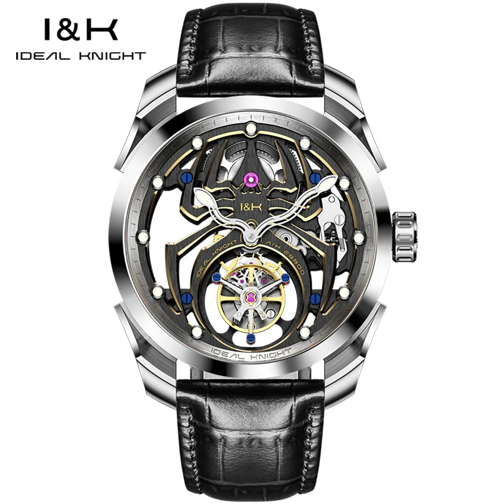 IDEAL KNIGHT 6802 Tourbillon Hollow Automatic Watch — Sapphire, Spider Dial