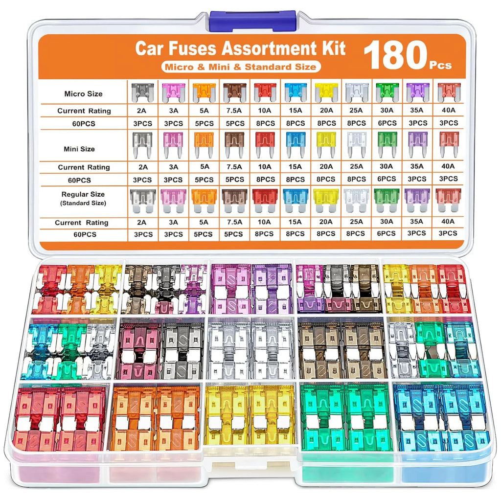180 Piece Car Fuses Assorted Kit