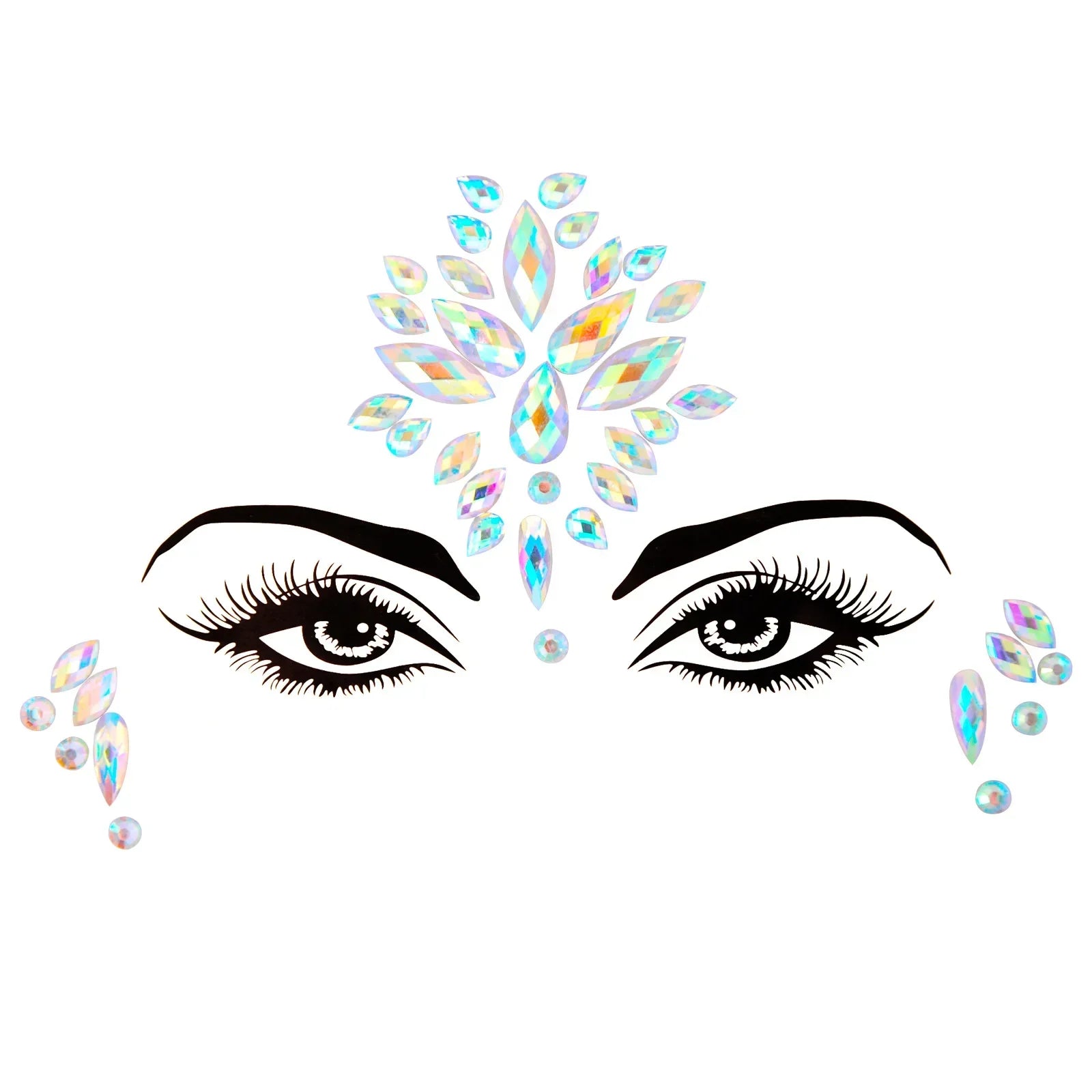 3D Sexy Face Tattoo Stickers Temporary Tattoos Glitter Fake Tattoo Rhinestones Masquerade for Women Party Face Jewels Tattoo