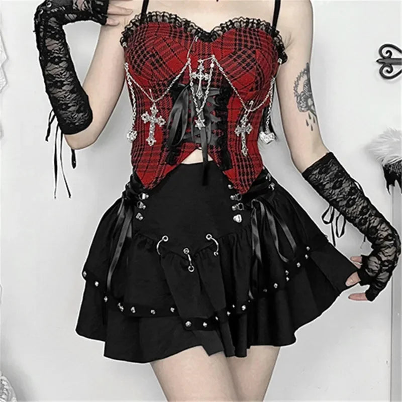 Studded Mall-Goth Mini Skirt
