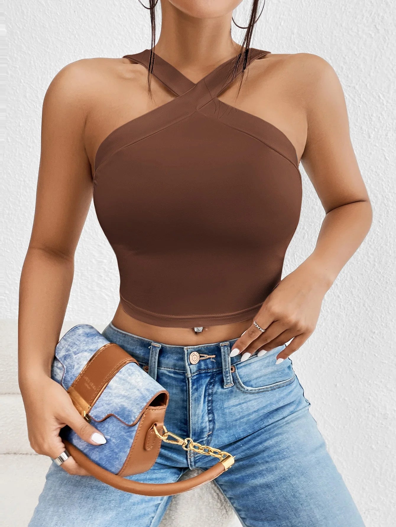Solid Halter Crop Top