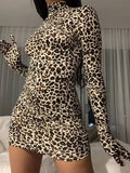 Leopard Print Long-Sleeve Dress