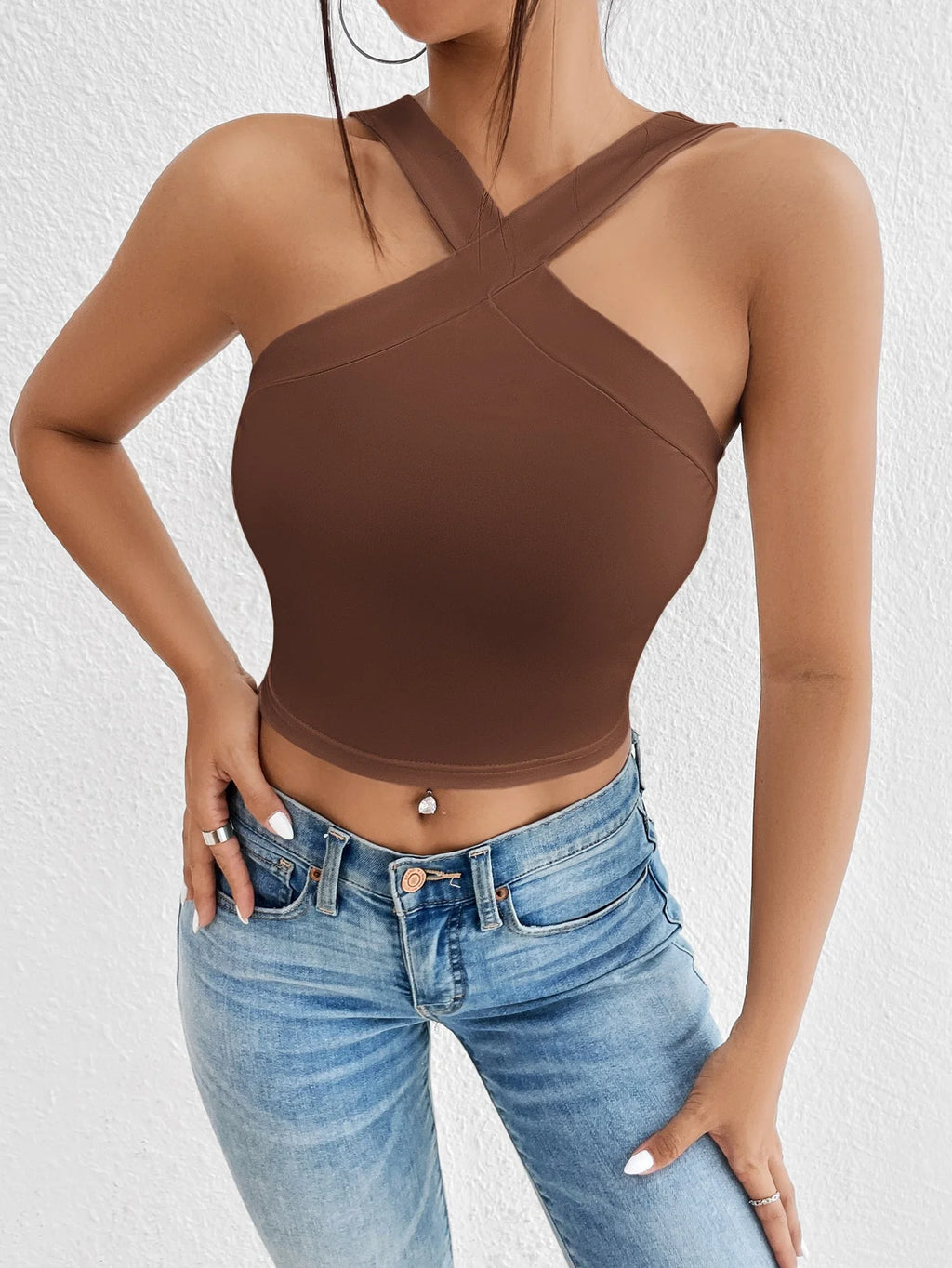 Solid Halter Crop Top