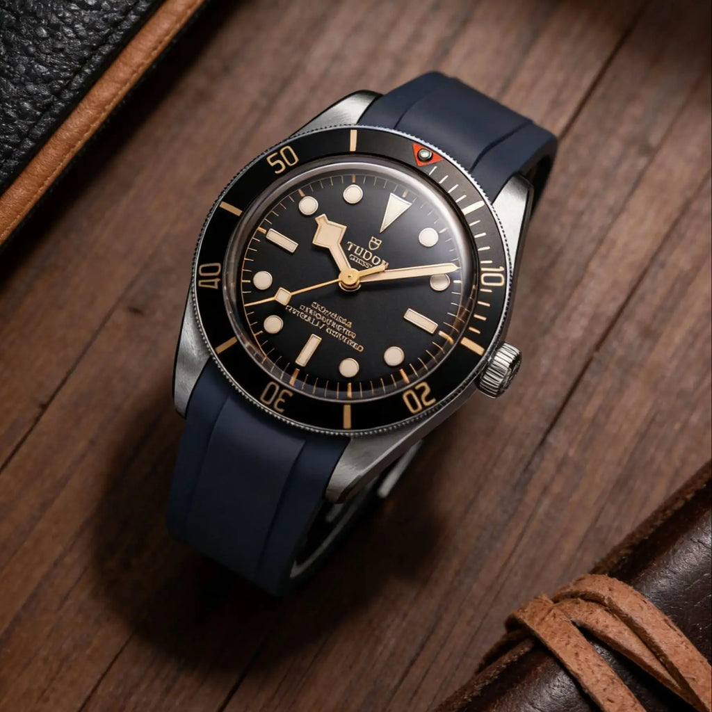 Fit For Tudor Black Bay 58 BB58 20mm CTS FKM Rubber Strap Curved End Design With Deployment Clasp Watch Band