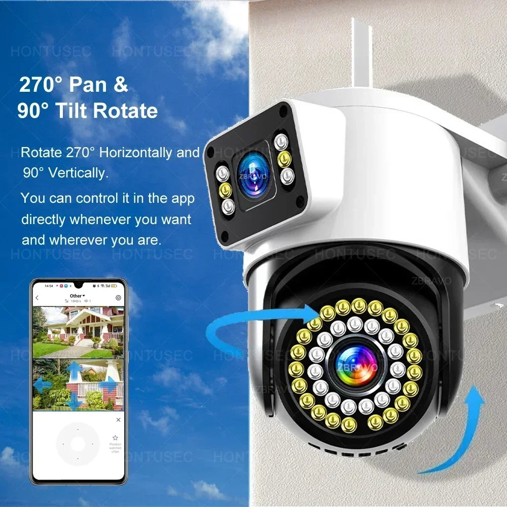 Yoosee 4K 8MP Dual Lens Dual Screens Color Night Vision Motion Detection Two Way Audio Outdoor Waterproof Wifi Security Camera